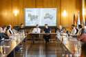 Jörn Kiefer, Production Manager for “Stars im Luitpoldhain”; Marcus König, Mayor of Nuremberg; Rainer Pirzkall, Acting Head of the Project Office in the Culture Division; and Maike Renner, Project Manager for “Klassik Open Air” and “Stars im Luitpoldhain,” at the press conference for “Klassik Open Air” and “Stars im Luitpoldhain” in July 2026